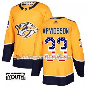Lasten NHL Nashville Predators Pelipaita Viktor Arvidsson 33 Adidas 2017-2018 Kulta USA Flag Fashion Authentic